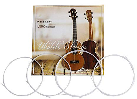 COMETX Ukulelen-Saiten, Schwarz / Weiß, Ukulelen-Saiten, Nylon-Material, 4 Stück/Set (zufällige Auswahl)