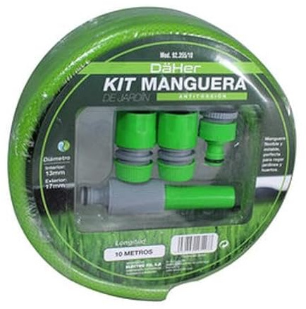 Kit de manguera de jardín de 15 metros, resistente, flexible, con conectores. Ideal para riego de plantas y limpieza exterior.