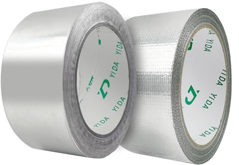 Lot de 2 rouleaux de ruban adhésif en aluminium - 5 x 200 cm - Pratique et autocollant - Avec argile scellante de 160 g - Pour réparations et étanchéité