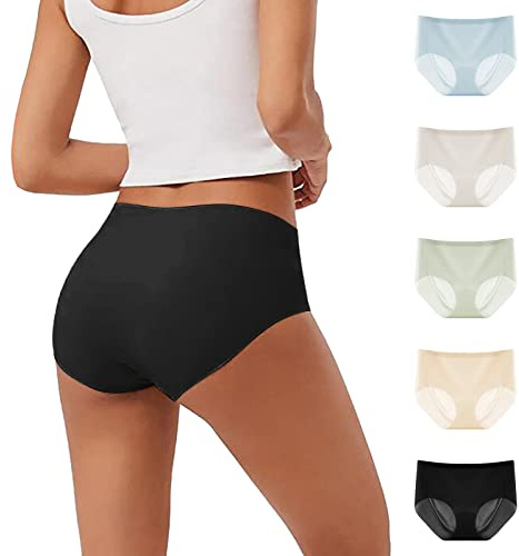 Culotte Dim Femme Coton Lot de 5 sous-vêtements Populaires Confortables et Respirants en Soie glacée sans Traces pour Femmes Culotte Femme Coton Taille Haute Culotte Satiné (Pink, XXL)