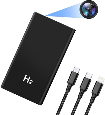 cyi Powerbank Klein Aber Stark 5000mAh, Powerbank Videokamera HD 1080P, Tragbare Bodycam mit 3 in 1 Kabel, Kleine Kamera mit Nachtsicht für Innen, Außen