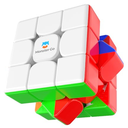 Monster Go Cubo mágico magnético original 3x3, MG 352M Speed Cube clásico 48 imanes/ejes de tornillo, material seguro tutorial AI, cubo sin pegatinas para principiantes