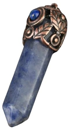 BXSEEF Natural crystal stone pendant red antique copper hexagonal column energy pendant(Sodalite)