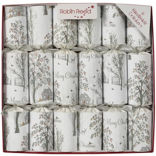 Robin Reed Handmade English Festive Holiday Table Decor, Decorative Party Pack Favors, Multicolor, 6-piece set, 12 inches H - Merry Christmas Winter Wonderland Ice Frost, 62526.Piccadilly