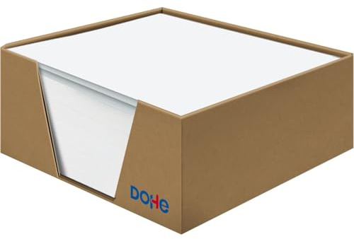 DOHE - Bloc-notes (400 u.) - Feuilles blanches lisses, 90x90 mm, Épaisseur 70 g/m², Support en carton kraft marron, Papiers sans adhésif pour rappels, notes, messages