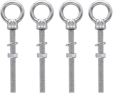 Herbst 4 tornillos de ojo M10, M10 x 120 mm, rosca de acero inoxidable 316 (M10 x 120 mm)