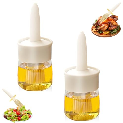 Set di 2 bottiglie per salsa e olio con pennello in silicone, 2 pezzi, 192,8 g ciascuna, per cucinare barbecue cucina