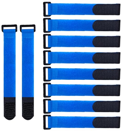 QitinDasen 20 Piezas 20 X 2 cm Nailon Cables Bridas, Correas de Cable Reutilizables, Tiras de Cable Ajustables, Ataduras de Cable Multiusos con Gancho y Bucle (Azul)