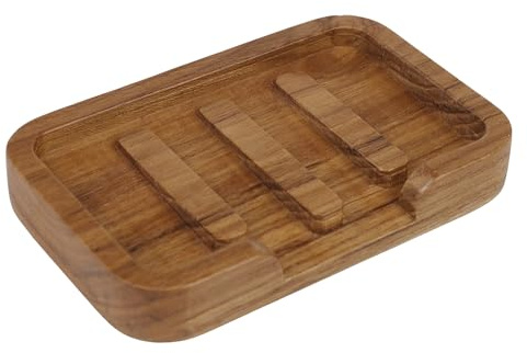 Self Draining Soap Dish by HTB,Teak Wood Soap Holder,Sponge Holder for Kitchen,Soap Saver for Shower, Bathroom, Sink, Kitchen and Countertop