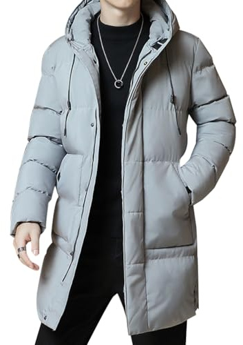 WOWEI herr vinter lång dunjacka varm vindtät tjock fodrad buffertjacka med huva vinterjacka vinterrock med fickor dunrock quiltad kappa parkas jacka utomhus
