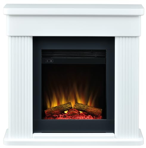 Dimplex Portland 16 Optiflame Complete Suite, Fully Assembled Electrical Fireplace With Choice Flame Colours, Adjustable Flame Brightness, and Remote Control. 87cm Wide