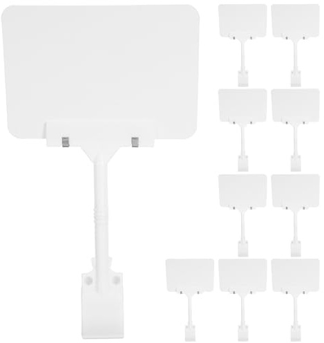 LOPUNER 10-pack mini whiteboard-prisskyltar - A6 roterbara plastetiketter med klämma - raderbara whiteboard-skyltar för bageriprodukter