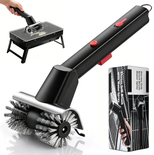 Elektrisk dubbelhuvud grillrengöringsborste, trådlös batteridriven grillborste, Effektiv rengöring för gasgrill, kolgrill, elgrill och grillgaller, Praktisk BBQ grilltillbehör