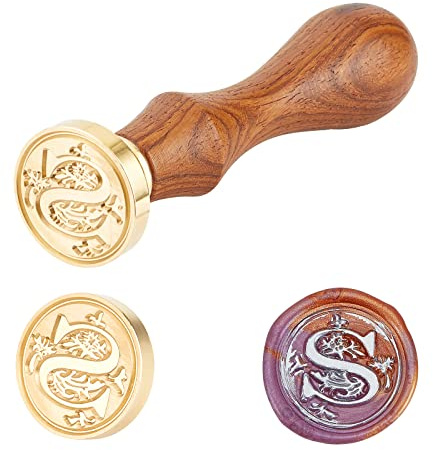 PH PandaHall Sceau Cire S Cachet Lettre Sealing Stamp S Rétro Vintage Tampon de Cire Lettre S pour les Invitations, Lettres, Cadeaux, Pâtisserie au Chocolat, 25x75mm