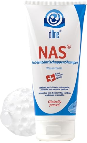 dline NAS-Nutrient AntischuppenShampoo 200ml für irritierte juckende Kopfhaut und Haare, vitalisierende Kopfhaut Pflege gegen Schuppen | Arganöl Panthenol Glycerin Koffein Kreatin | für Haarwachstum