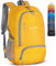ZOMAKE Leicht Faltbarer Rucksack Packbare Backpacks 30L,Kleiner Faltbar Wanderrucksack Wasserdicht für Damen Herren Outdoor Wandern(Gelber)