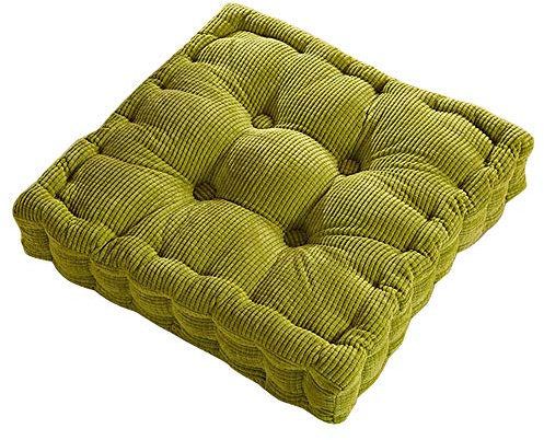 SWECOMZE Stuhlkissen Solid Color Corduroy Sitzkissen für Indoor und Outdoor Dicke Polsterung Steppkissen/Bodenkissen (Grün, 45X45X10cm)