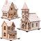 LED Maisons de Village de Noël en Bois Lumineuses, Maison Village de Noel Miniature avec des Lumières Décoration de Table de Vacances de Noël, Noël Pendentifs Arbre Décorations (3Pièces)