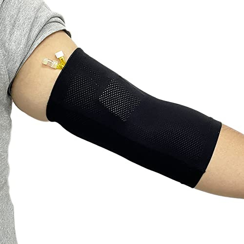 MENURSY Protector de manga de línea PICC para brazo, codo, transpirable, fundido, suministros para circunferencia de brazo (S, negro)