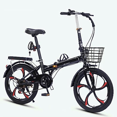 Bicicleta plegable, bicicletas de acero al carbono, transmisión de 7 velocidades, con portaequipajes trasero, guardabarros delantero y trasero,para adultos y adolescentes A,22in