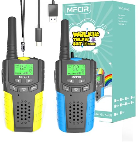 Walkie Talkies for Kids Rechargeable 2 Pack,3 Miles Long Range 22 Channels 2 Way Radio Mini Kid Wakey takey,Birthday, Toys for Age 3-12 Year Old Boys Girls