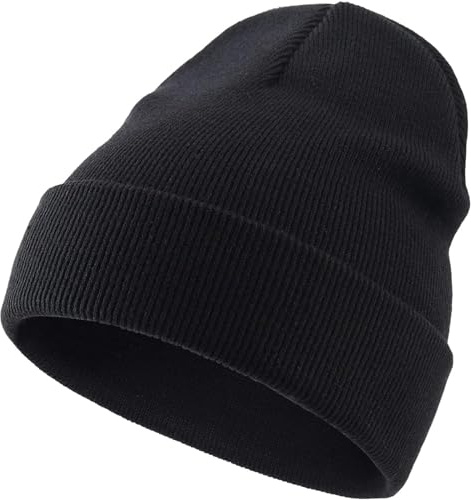 Malaxlx Bonnet Noir Tout-Petit Hiver - Bonnet Tricoté Doublé Doux pour Enfants de 2 à 6 Ans Filles et Garçons