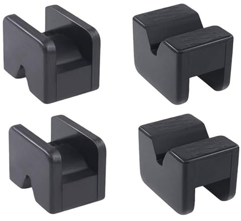 BDHI 4pcs Jack Stand Pad for Axle Stands Universal Rubber Square Jack Pad Block Adaptor Slotted Rubber Block Slotted Frame Rail Protector(Y221-4)