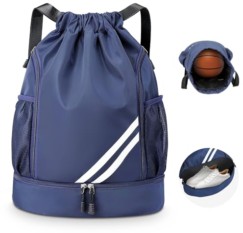 KIKIGOAL Sac de Sport Étanche - Sac de Natation Polyvalent pour Piscine/Plage/Gym - Cordon de Serrage - Homme & Femme - Bleu Marine- D