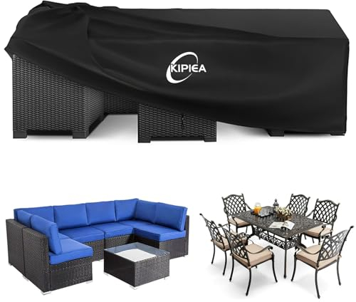 Kipiea Abdeckung Gartenmöbel Wasserdicht, Abdeckplane Gartenmöbel Winterfest, 420D Oxford Gewebe Terrassenmöbel Abdeckhauben für Gartensofa Möbelsets, Anti-UV Rechteckig - 200x160x71cm