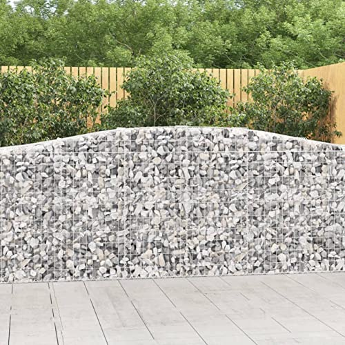 Chaduof Gabionen mit Hochbogen 20 STK, Gabionenkörbe, Gabionen Hochbeet, Steinkorb, Gabionengitter, Kräuterspirale Für Garten, Drahtkorb Für Pflanzen, 400x50x100/120cm Verzinktes Eisen