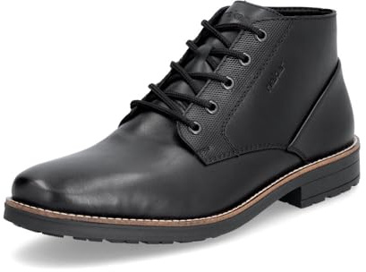 Rieker - Bottines en Cuir Noir à Semelle à Talon compensé Bas et à Lacets