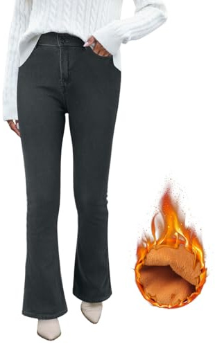 lozssnigzi Jeans Felpati Donna Jeans A Zampa Termici Invernali Pantaloni in Pile Elasticizzati Comodi Vita Alta