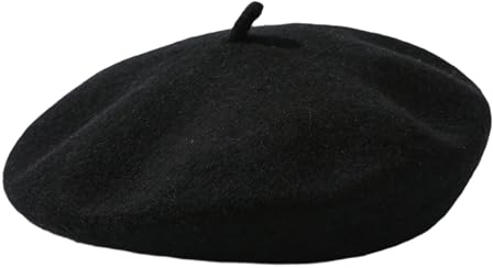 MBSIVSA Beret Hat, Stylish French Beret Hats, Warm Vintage Artist Beanie, Outdoor Elegant Soft Black Beret for Women and Men