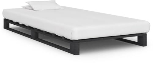 Ordellia Letto a pallet grigio in legno massello di pino 90 x 200 cm, robusto telaio in legno massello per camera da letto, mobili durevoli