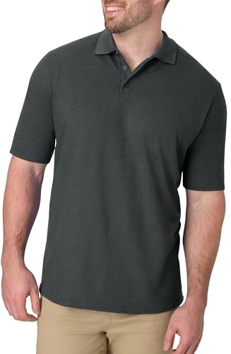 Hanes Men's Short Sleeve X-Temp W/ FreshIQ Polo, Charcoal Heather, X-Large