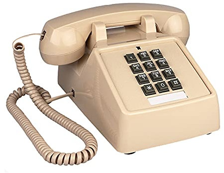 TelPal Landline Phones for Home Office Hotel School Corded Single Line Heavy Desktop Basic Telephone for Seniors Retro Classic Old Fashion Movie Decor Telephones with Loud Metal Bell Ringer (Ivory)