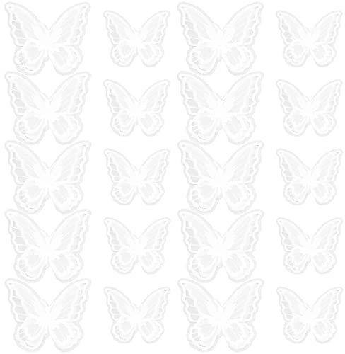 ECSiNG 20 Stücke Schmetterling Applikationen mit Spitze Doppelschichten Schmetterling Stickerei In 2 Verschiedenen Größen Kleidung Zubehör für DIY Handwerk Weiß