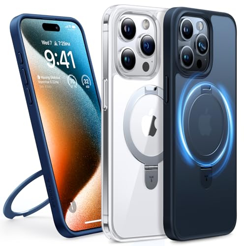 TORRAS Ostand Q1 für iPhone 15 Pro Hülle für MagSafe (Nr.1 Magnetkraft, Unsichtbarer Ständer, Militärischer Schutz) Stoßfest Handyhülle iPhone 15 Pro Case Schutzhülle Kratzfeste All-in-One Schwarz