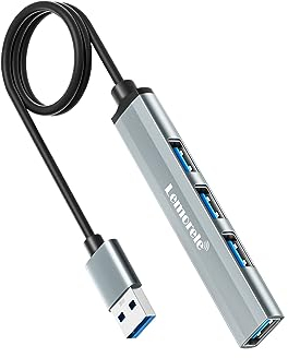 Lemorele Hub USB da 60 cm, Hub USB a 4 porte ultra sottile con 3 USB 2.0, 1 splitter USB 3.0 portatile per laptop, prolunga USB multi porta USB per estensore da scrivania, Mac Mini/Pro, PC/flash