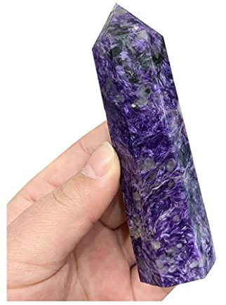 RVBLRDSE Heilkristall, natürlicher Charoit-Punkt, Heilkristallstein, Chaorit-Mineralturm, Edelsteinstab for Heimdekoration Crystal Specimen