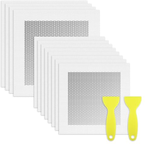 12 Pcs Wall Repair Patch, 6 & 4 Self Adhesive Plasterboard Fibreglass Mesh Wall Patches Plaster Repair Kit Wall Hole Filler Patch, Drywall Repair Kit for Cover Cracks Fixing Graffiti Peeling
