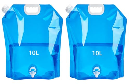 Water Container with Spigot 2Pcs Folding Water Storage Water Carrier Camping Water Bag with Tap for Hiking Climbing Fishing Travel Picnic