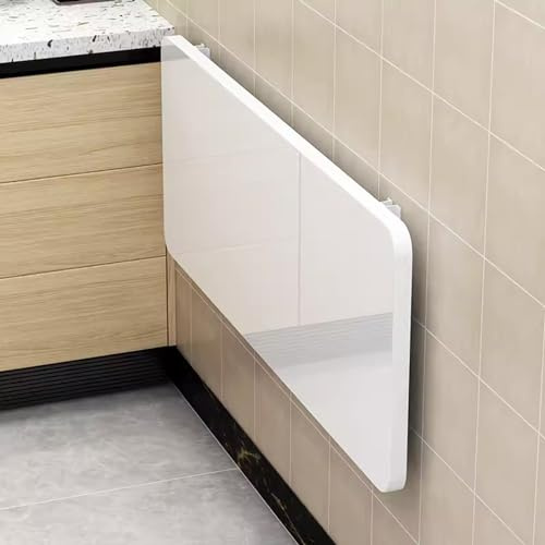 Tavolo Pieghevole 90x30 cm Fissato al Muro per Cucina Lavanderia Tavoli da Pranzo con Ribalte Tavolo da Lavoro Resistente con Mensola Galleggiante Banco da Lavoro Pieghevole Sospeso Bianco