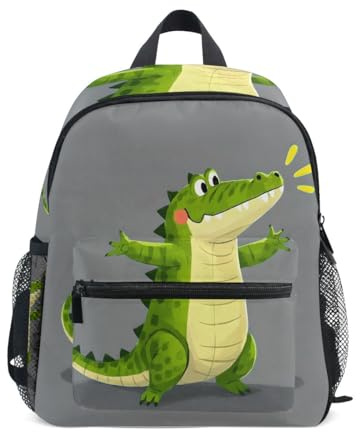 ISAOA Sac à dos crocodile pour garçons et filles, enfants, sac à dos préscolaire, sac à dos de maternelle, sac d'école de voyage pour enfants de 3 à 8 ans, crocodile, 25.4x10x30.5cm