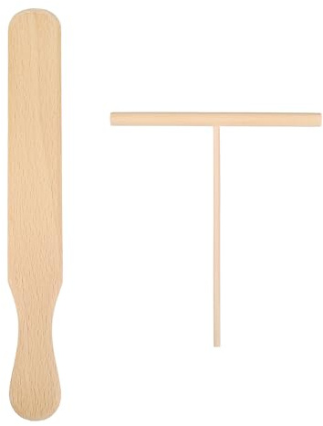 VALICLUD 2-Piece Set of Crepe Distributor and Spatula Made of Wood, Cooking Utensils Beech Wood for Pancakes and Tortillas, 11.6 Inches