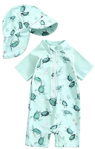Traje de Baño Bebe UPF50+ con Capucha y Mangas Largas Bañador Bebe Rash Guard con Cremallera Cómoda y Transpirable Bañador Niña Protección UV de Verano de Playa Vacaciones para 0-3 Años