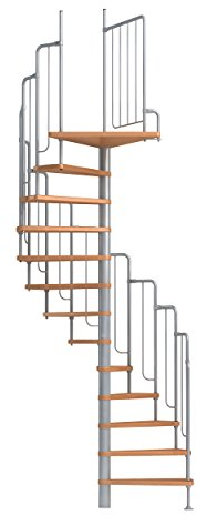 DOLLE Spindeltreppe Barcelona Höhe 229-291 cm Stufen Buche Unterkonstruktion grau Durchmesser 138 cm