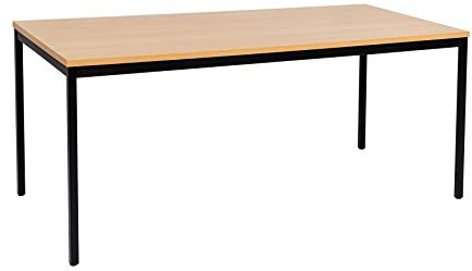 furni24 Schreibtisch-Stahl 180x80x75cm, Buche, TÜV/GS-Einfache Montage, Arbeitstisch, Bürotisch, Küchentisch, Esstisch, Druckertisch Büro-Möbel Arbeitszimmer Computertisch Gaming-Tisch Mehrzwecktisch
