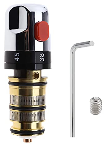 YINETTECH 1 kit de réparation thermostatique pour robinet de baignoire, robinet de douche, cartouche de rechange en laiton massif chromé