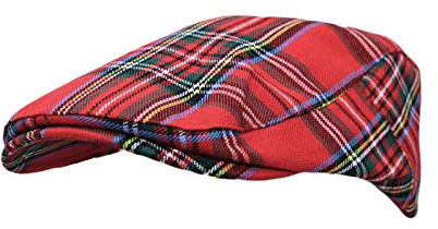 WITHMOONS Newsboy Flat Cap Tartan Check Plaid Outdoors Beret Hat YZ30078 (Red)